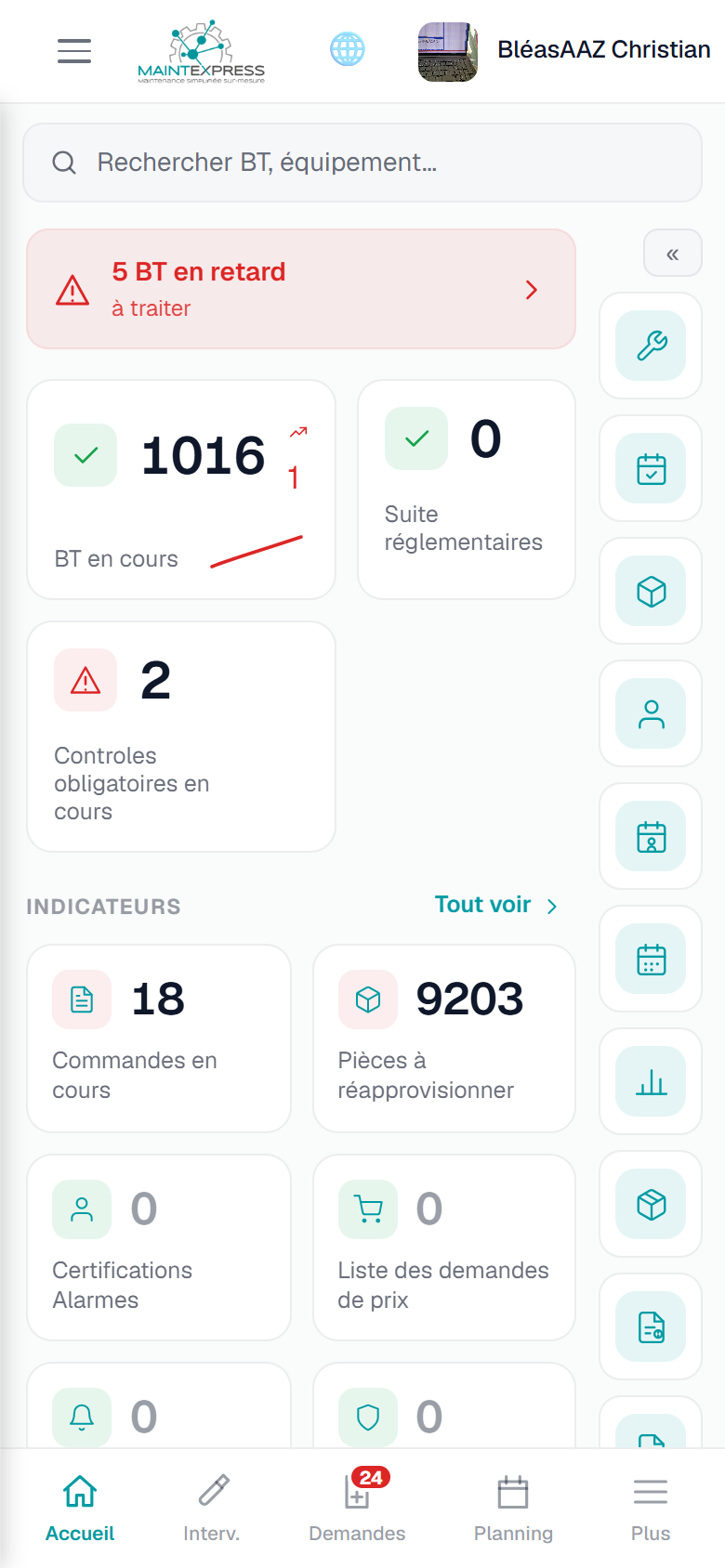 La GMAO Maintexpress Mobile sur smartphone