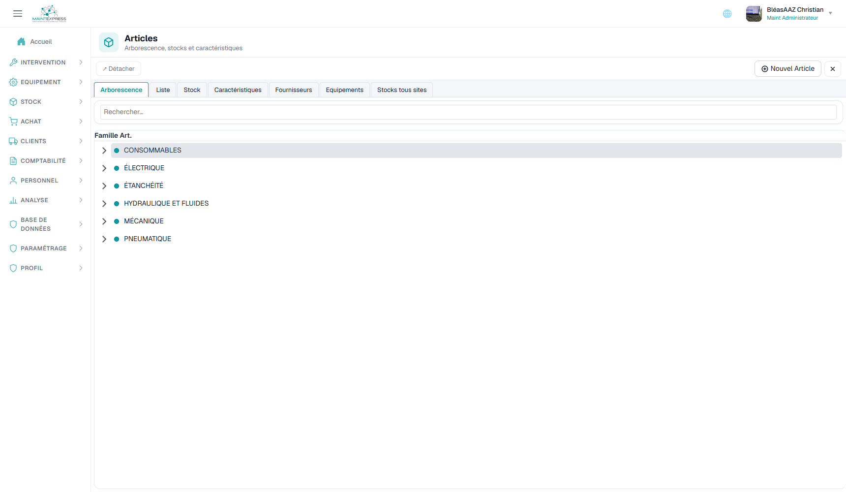 Arborescence des articles et gestion des stocks